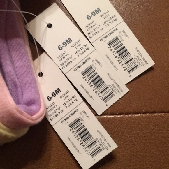 NWT Faded Glory bundle of 3 bodysuits/onesies 100% cotton for baby girl 6-9M - Picture 5 of 5